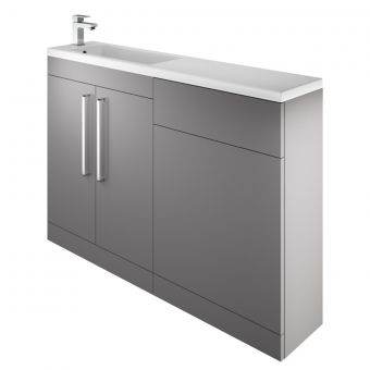 The White Space Scene I Shape Unit and Basin in Gloss Ash Grey