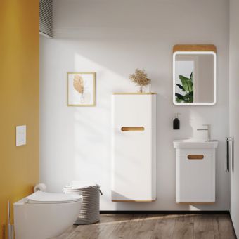 VitrA Sento Compact Tall Bathroom Cupboard with Left-Hand Hinges in Matt White - 66150