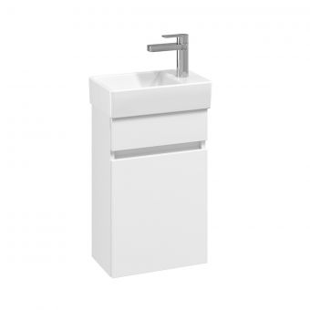 Villeroy and Boch Arto 360mm Cloakroom Basin and Vanity Unit in Satin White (For RH Tap)