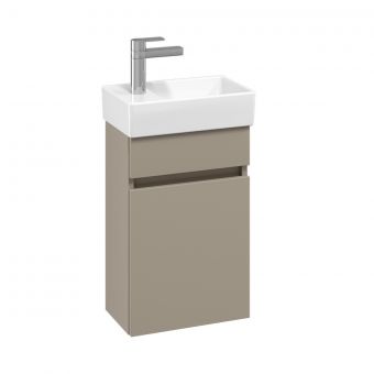 Villeroy and Boch Arto 360mm Cloakroom Basin and Vanity Unit in Sand Grey (For LH Tap)