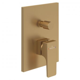 Villeroy & Boch Architectura Square Concealed Single-Lever Shower Mixer with Diverter in Brushed Gold - TVS12500300076
