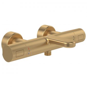 Villeroy & Boch Universal Wall Mounted Thermostatic Round Bath Shower Mixer in Brushed Gold - TVT00000100076