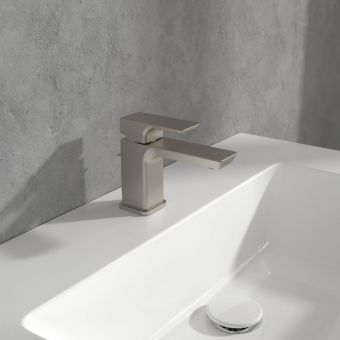 Villeroy & Boch Subway 3.0 Mini Single-Lever Basin Mixer with Pop-Up Waste in Brushed Nickel - TVW11200100064