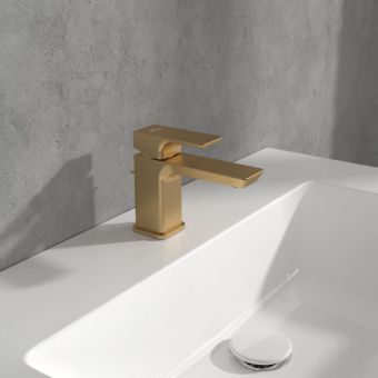 Villeroy & Boch Subway 3.0 Mini Single-Lever Basin Mixer with Pop-Up Waste in Brushed Gold - TVW11200100076