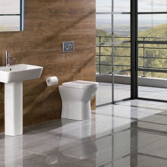 UK Bathrooms Essentials Chenab Rimless Comfort Height Back to Wall Toilet