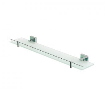 UK Bathrooms Essentials Solkan Glass Shelf with Barrier in Chrome