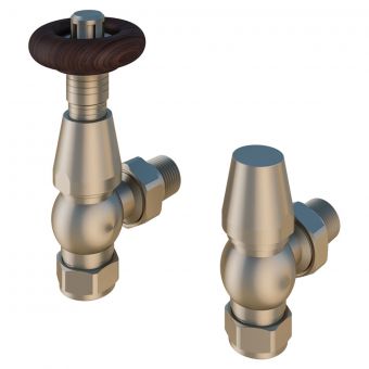 UK Bathrooms Essentials Traditional Angled TRV with Lockshield in Satin Nickel