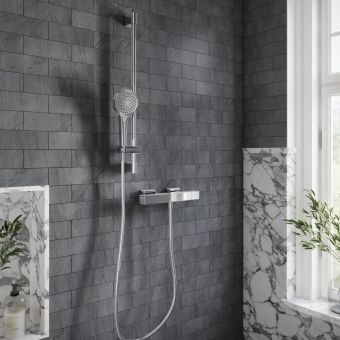 Villeroy & Boch Universal Square Exposed Thermostatic Shower Mixer Set in Chrome - VBSSPACK8