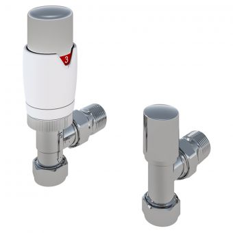 UK Bathrooms Essentials Bi-Directional Angled TRV with Lockshield in Chrome and White
