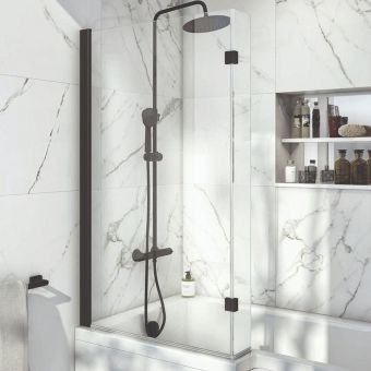 Amara L Shape 6mm Shower Baths Screen in Black