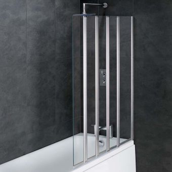 UK Bathrooms Essentials Tana 1250mm 5 Panel Folding Bath Screen in Chrome