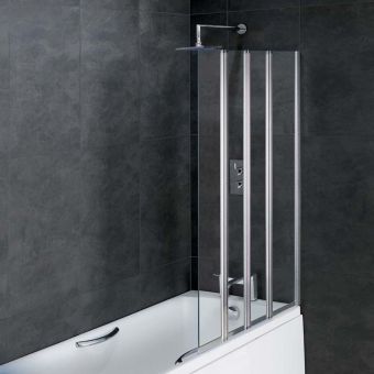 UK Bathrooms Essentials Tana 1000mm 4 Panel Folding Bath Screen in Chrome