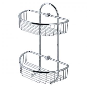 UK Bathrooms Essentials Curved Double Shower Basket in Chrome
