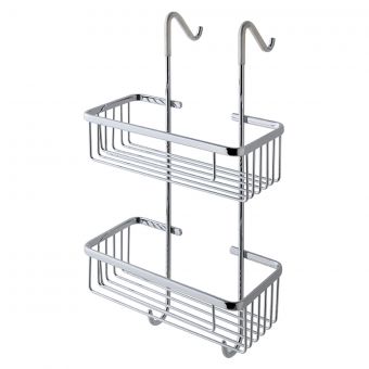 UK Bathrooms Essentials Double Rectangular Hanging Basket in Chrome
