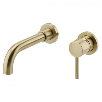 Astrala Prato Round Wall Mounted Basin Mixer in Brushed Brass