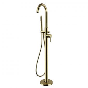 Astrala Prato Round Freestanding Bath Shower Mixer Tap in Brushed Brass