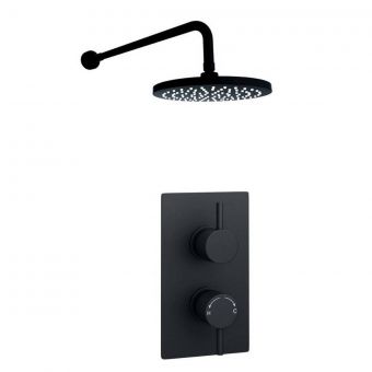 Astrala Ancona Thermostatic Shower with Fixed Overhead Drencher in Matt Black