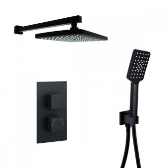 Astrala Ancona Thermostatic Shower Rail Kit with and Fixed Overhead Drencher Kit in Matt Black