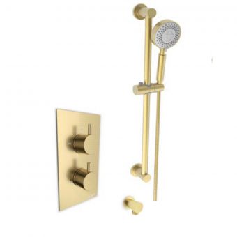 Astrala Prato Thermostatic Concealed Shower with Adjustable Slide Rail Kit in Brushed Brass