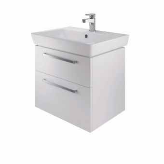 The White Space Scene 2 Drawer Wall Hung Vanity Unit With Basin in Gloss White