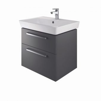 The White Space Scene 2 Drawer Wall Hung Vanity Unit With Basin in Gloss Charcoal
