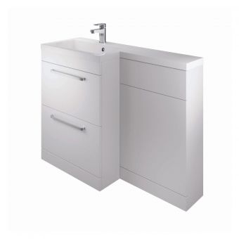 The White Space Scene L Shaped Unit and Basin in Gloss White