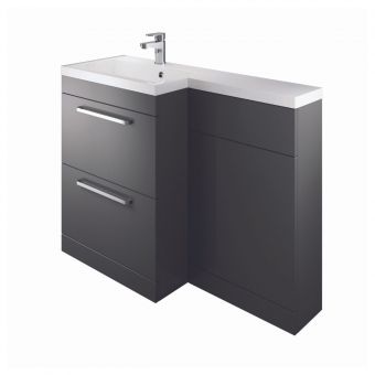 The White Space Scene L Shaped Unit and Basin in Gloss Charcoal