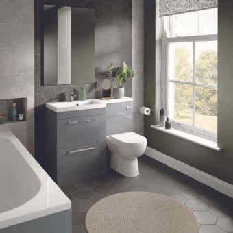 The White Space Scene L Shaped Unit and Basin in Gloss Ash Grey