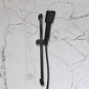 Amara Huby Square Shower Handset with Hose and Rail in Black