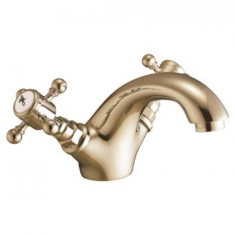 Harrogate Mono Basin Mixer with Push Waste in Brushed Brass