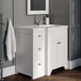 Harrogate Ripley 900mm Right-Hand Vanity Unit with Basin in Arctic White
