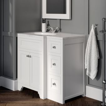 Harrogate Ripley 900mm Left-Hand Vanity Unit with Basin in Arctic White