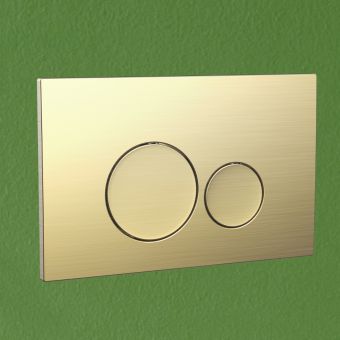 Amara Flush Plate with Round Buttons in Brushed Brass