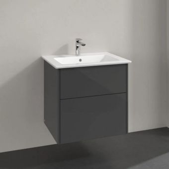 Villeroy and Boch Finero 650mm Wall Hung Vanity Unit and Basin in Glossy Grey - C52600FP