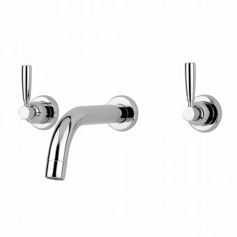 Perrin & Rowe Contemporary 3 Hole Wall Mounted Bath Set with Lever Handles - 3331CP