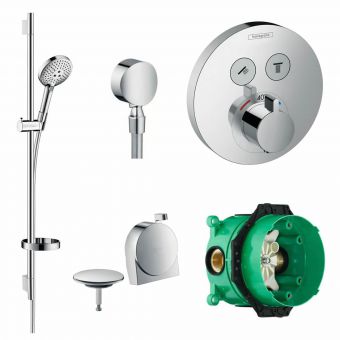 Hansgrohe ShowerSelect S Concealed Valve with Raindance Select Rail Kit and Exafill Bath Filler - 88101034