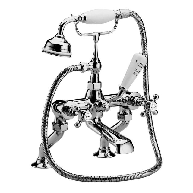Bayswater Crosshead Deck  Mounted Bath Taps with Shower Handset