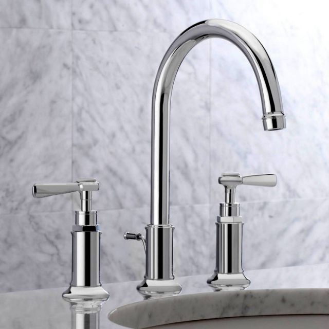 AXOR Montreux 3 Hole Basin Mixer Tap 180 with Pop-up Waste and Lever Handles