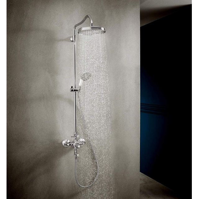 AXOR Montreux Showerpipe with Thermostatic Valve and 1jet Overhead Shower
