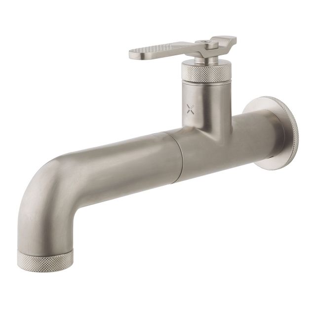 Crosswater Union Brushed Nickel Wall Basin Tap with Lever Handle - UB111WNL