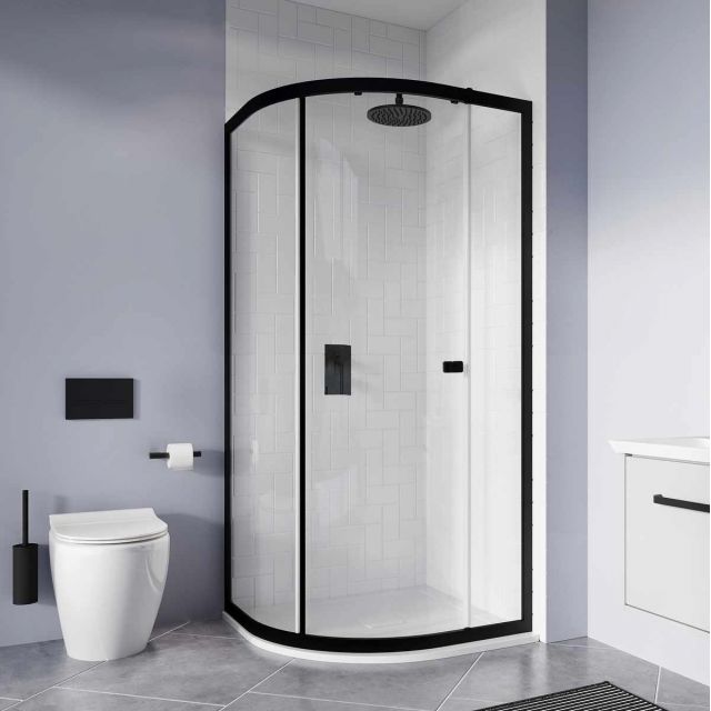 Crosswater Clear 6 Matt Black Single Door Quadrant Shower Enclosure