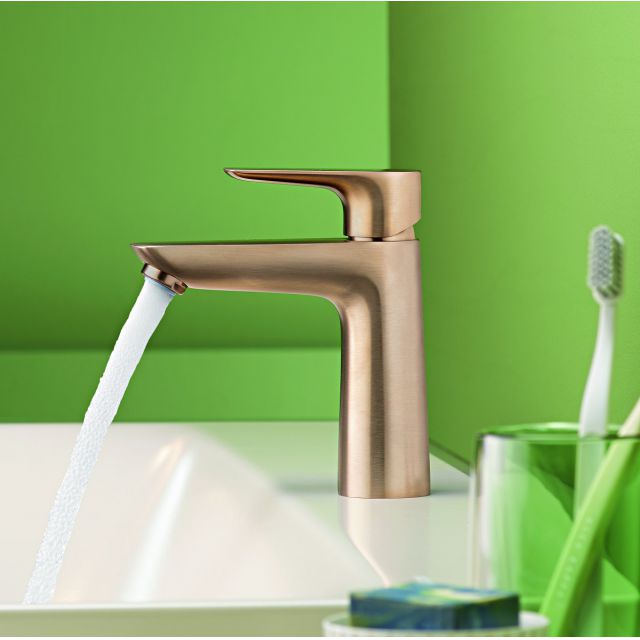 hansgrohe Talis E Single Lever Basin Mixer Tap 110 with CoolStart and pop up waste in Brushed Bronze - 71713140