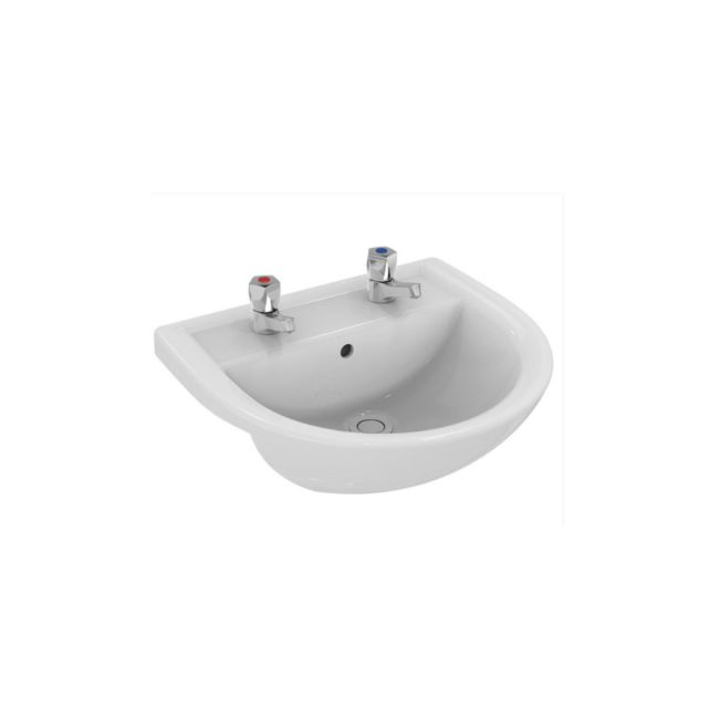 Armitage Shanks 500mm Semi-Countertop Basin, No Chain Hole with Two Tapholes - E8961