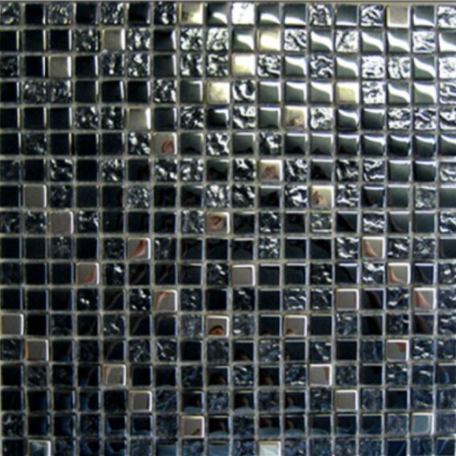 Abacus Mixed Square Black and Chrome Small Mosaic Tile 30 x 30cm - TLSM-15-1005