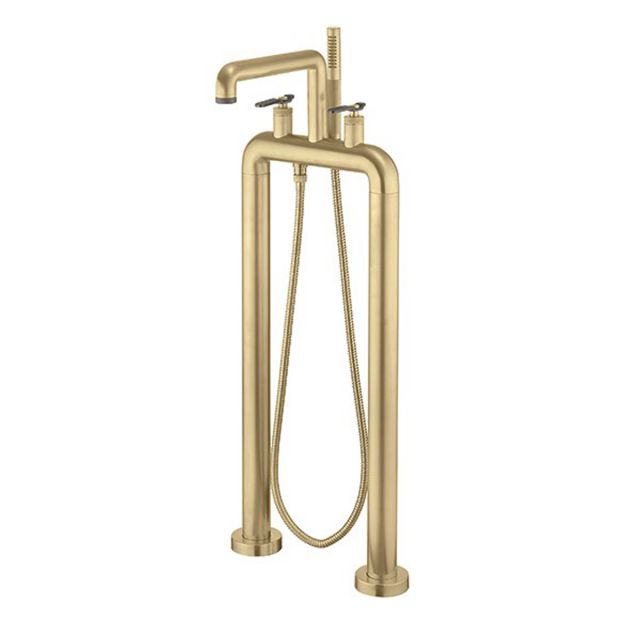 Crosswater UNION MIXAGE Freestanding Bath Filler & Shower Kit in Union Brass & Brushed Black Chrome