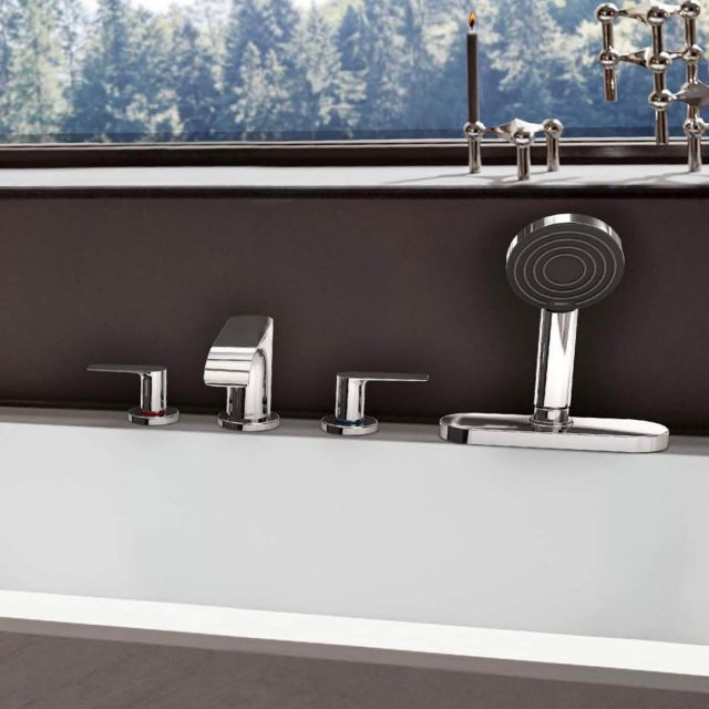 Hansgrohe Vivenis 4 Hole Deck Mounted Bath Mixer with Shower Handset in Chrome - 75444000