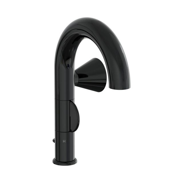 VitrA Liquid Right-Hand Basin Mixer With Pop-Up Waste in Gloss Black