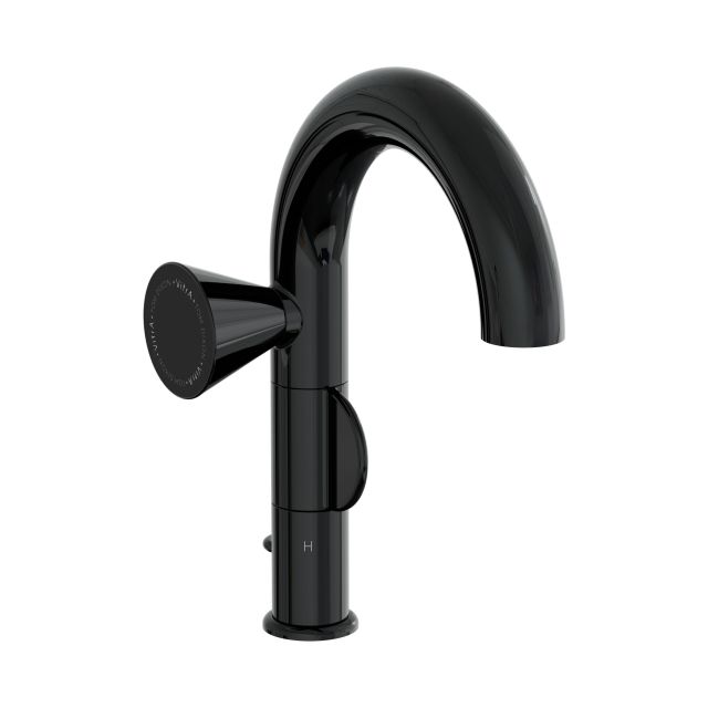 VitrA Liquid Left-Hand Basin Mixer With Pop-Up Waste in Gloss Black