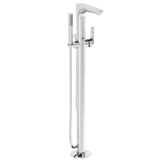 VitrA Root Round Floor-Standing Bath Mixer with Hand Shower in Chrome - A42741