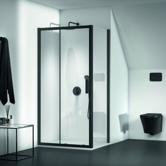 Ideal Standard Connect 2 1000 mm Slider Door with Idealclean Clear Glass in Silk Black - K9394V3